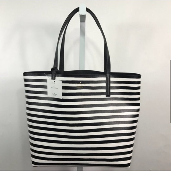 Kate Spade Black and White Stripes Reversible Tote Bag with Wallet Brand New - Picture 6 of 9